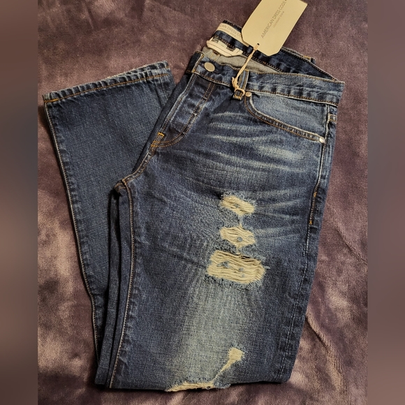 American Dress Code Distressed Button Up Straight Leg Jeans Size 27 NWT - Picture 7 of 7